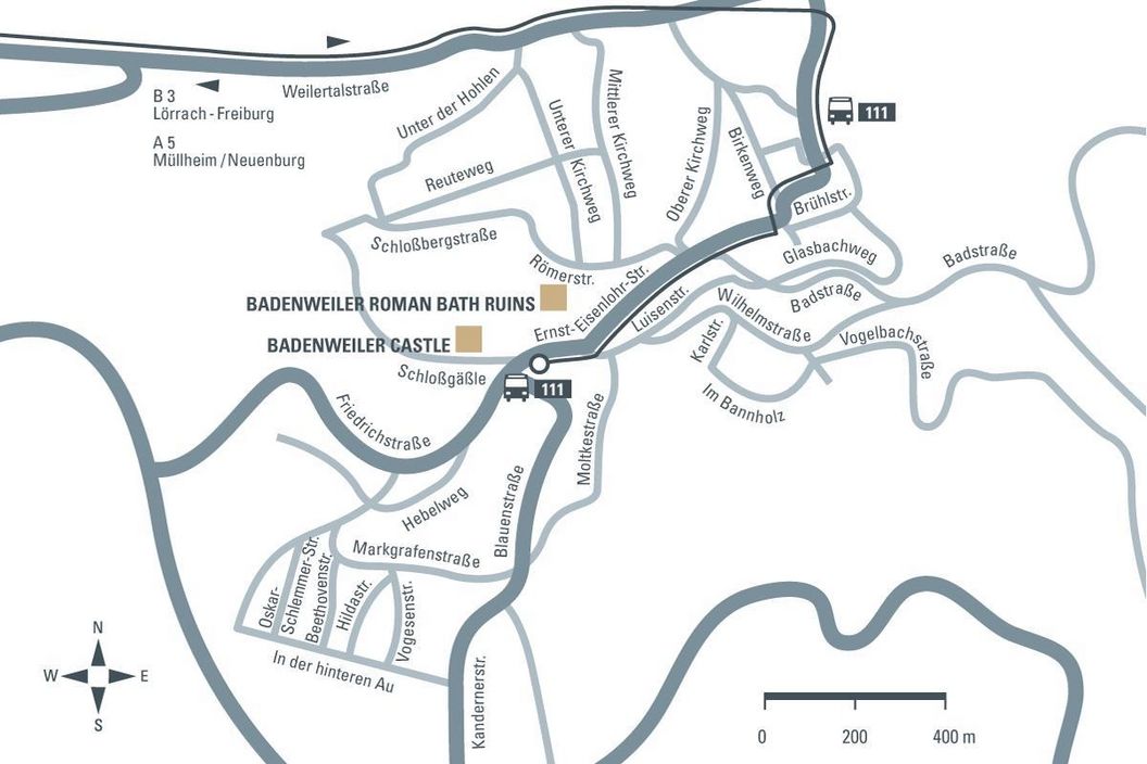 journey description: Badenweiler Roman Bath Ruins, illustration: Staatliche Schlösser und Gärten Baden-Württemberg, JUNG:Kommunikation