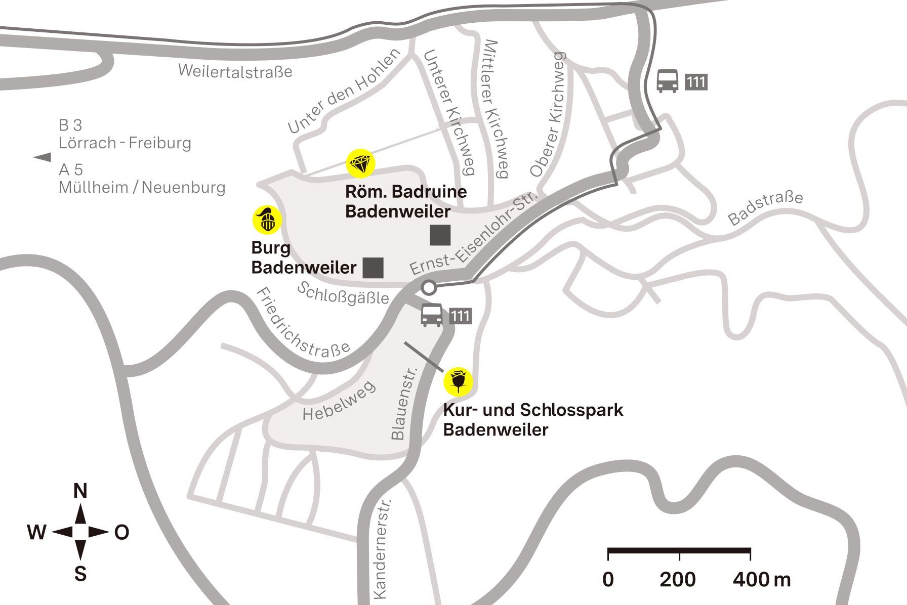Anfahrtsskizze zur Burg Badenweiler